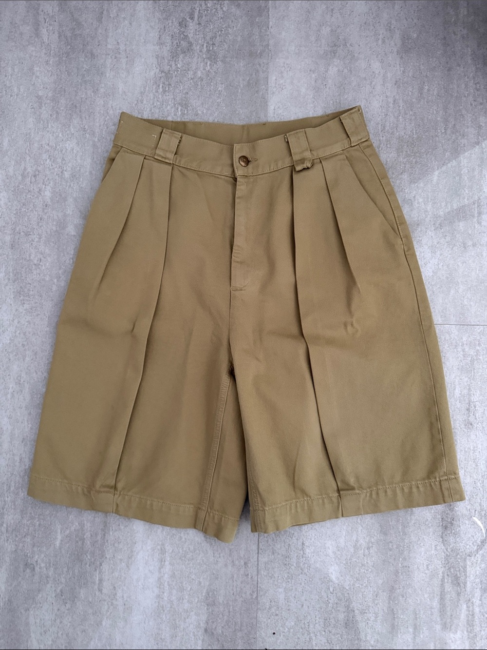 Zara Pleated Relaxed Fit Shorts Taupe Brown Size 30